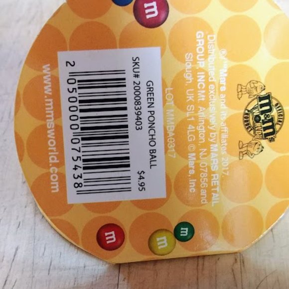 M&M Rain Poncho in Green Ball Keychain - Picture 3 of 6